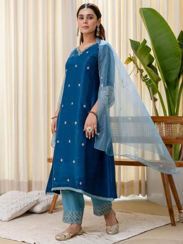 VP 9809 T Embroidred Kurta Sets with Sequins Work Women Suits
